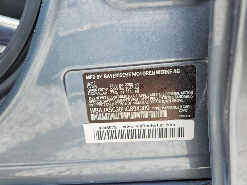 63913946 :رقم المزاد ، WBAJA5C30HG894389 vin ، 2017 Bmw 530 مزاد بيع