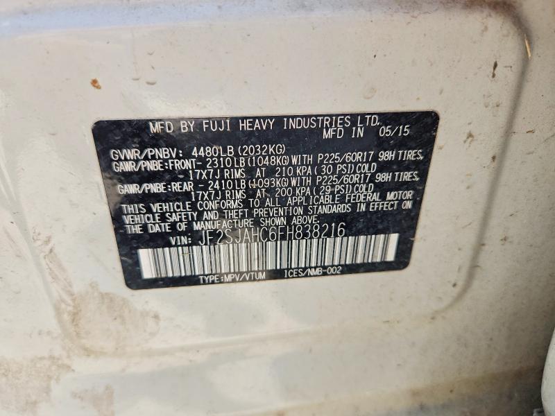 63597956 :رقم المزاد ، JF2SJAHC6FH838216 vin ، 2015 Subaru Forester مزاد بيع
