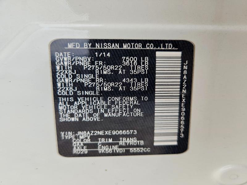 2014 Infiniti Qx80 მანქანა იყიდება აუქციონზე, vin: JN8AZ2NEXE9066573, აუქციონის ნომერი: 63885896