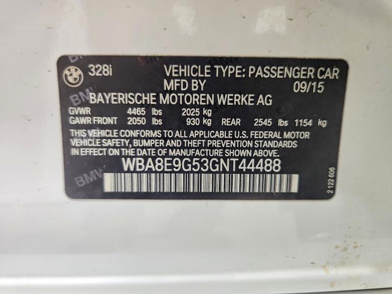 Продажа на аукционе авто 2016 Bmw 328, vin: WBA8E9G53GNT44488, номер лота: 65739696