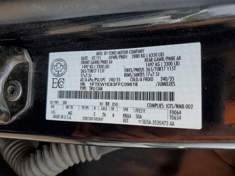 Продаж на аукціоні авто 2015 Ford F150, vin: 1FTEW1E83FFC09618, номер лоту: 64371336