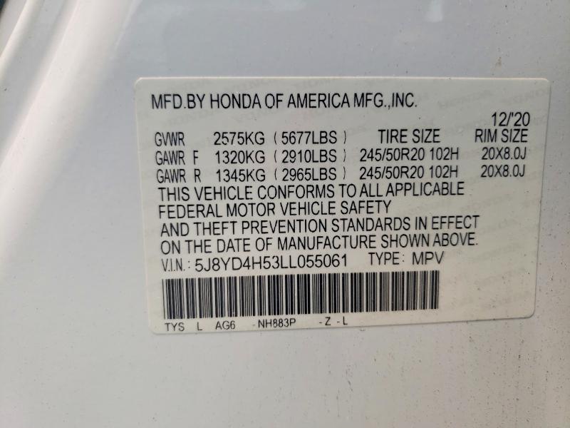 Продаж на аукціоні авто 2020 Acura Mdx, vin: 5J8YD4H53LL055061, номер лоту: 64737536