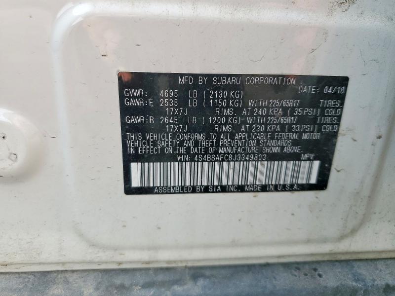 Продаж на аукціоні авто 2018 Subaru Outback, vin: 4S4BSAFC8J3349803, номер лоту: 63534256