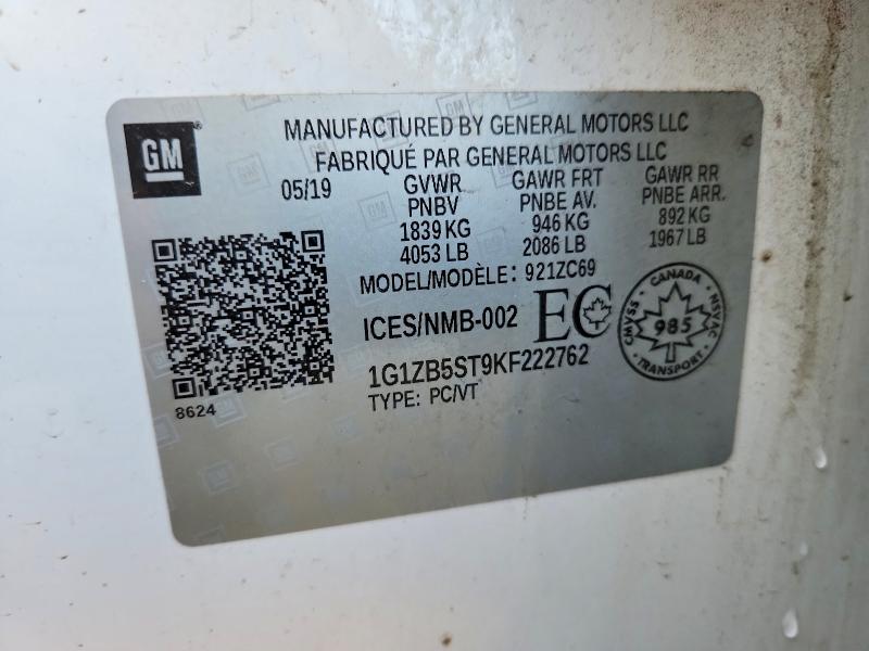 64225506 :رقم المزاد ، 1G1ZB5ST9KF222762 vin ، 2019 Chevrolet Malibu مزاد بيع