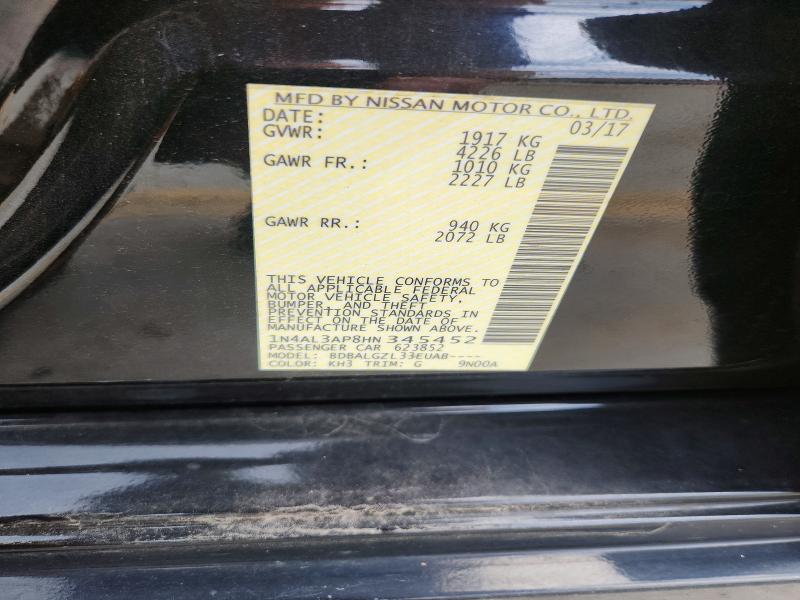 2017 Nissan Altima მანქანა იყიდება აუქციონზე, vin: 1N4AL3AP8HN345452, აუქციონის ნომერი: 65464776