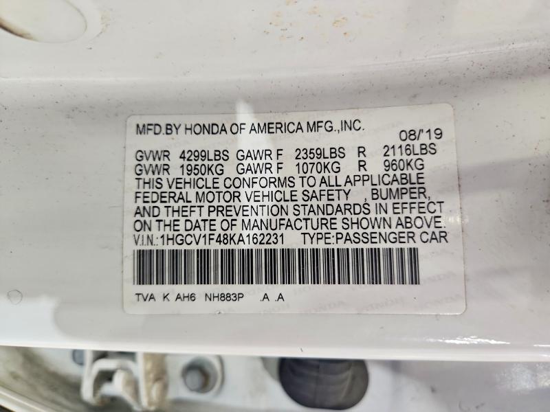Продажа на аукционе авто 2019 Honda Accord, vin: 1HGCV1F48KA162231, номер лота: 66966466