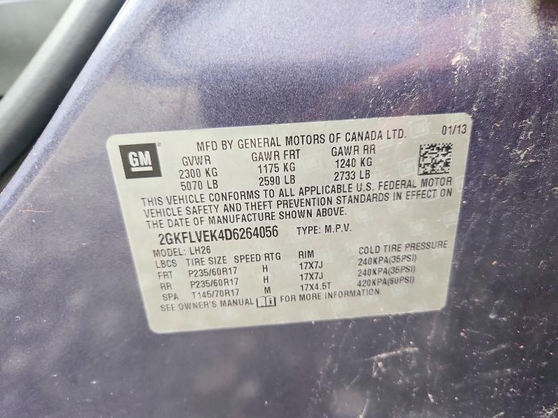 Aukcja sprzedaży 2013 Gmc Terrain, vin: 2GKFLVEK4D6264056, numer aukcji: 64914296