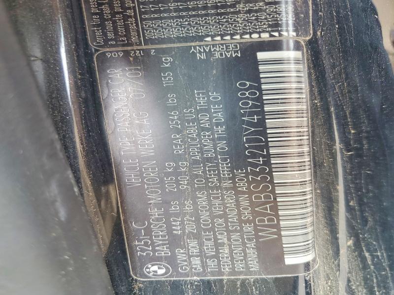 Продажа на аукционе авто 2001 Bmw 325, vin: WBABS33421JY41989, номер лота: 67224826