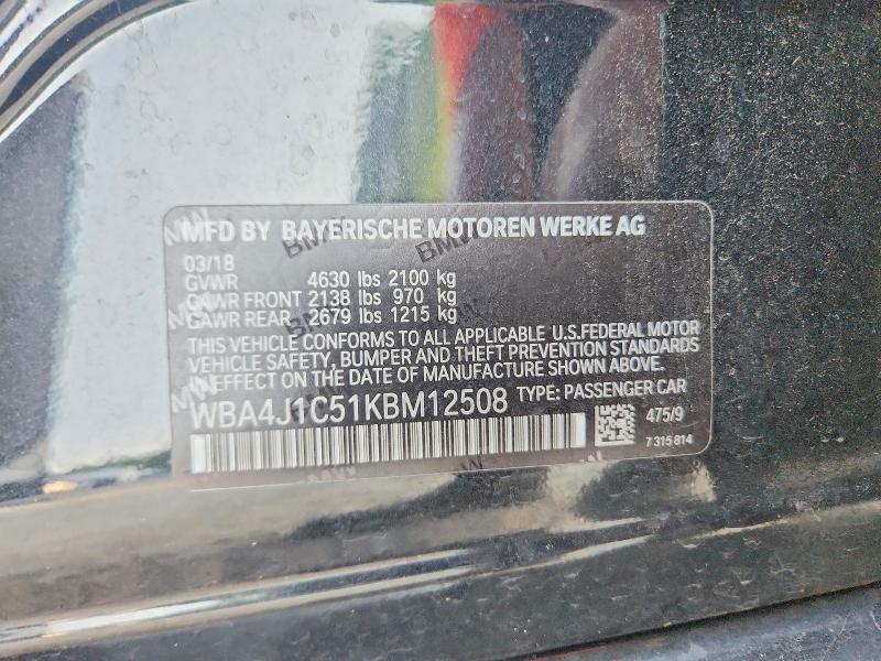 Продажа на аукционе авто 2019 Bmw 430i, vin: WBA4J1C51KBM12508, номер лота: 64019636