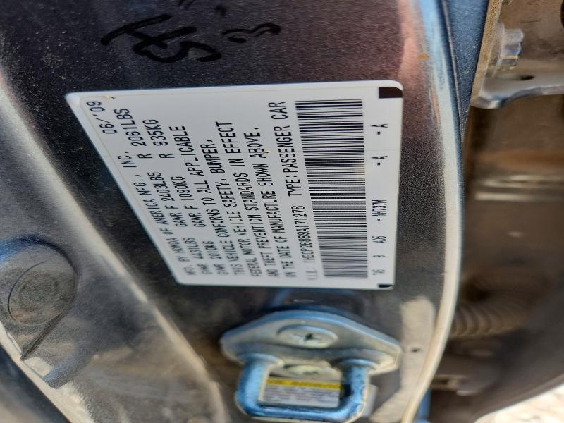 63543526 :رقم المزاد ، 1HGCP26869A171278 vin ، 2009 Honda Accord مزاد بيع