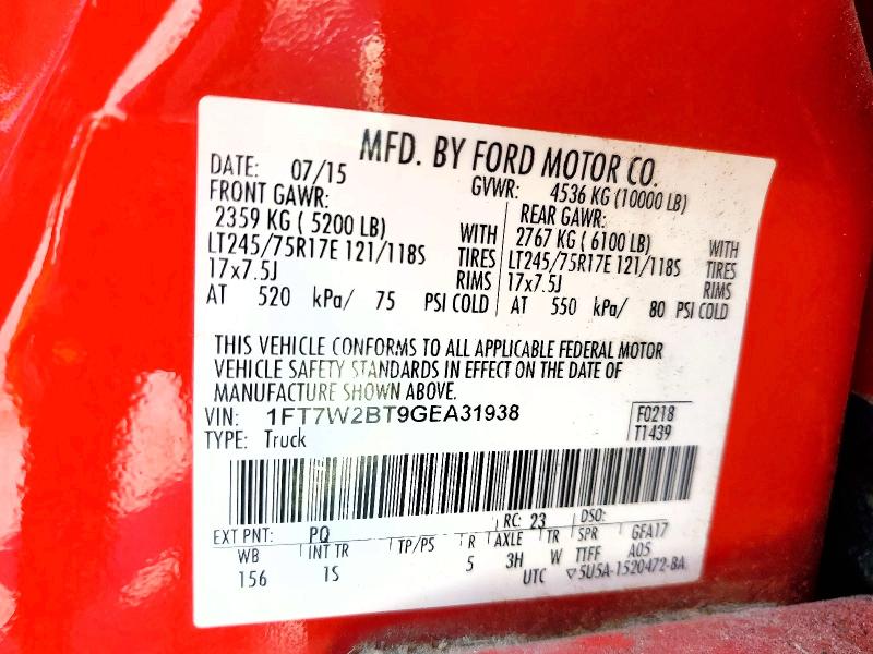 Продаж на аукціоні авто 2016 Ford F250, vin: 1FT7W2BT9GEA31938, номер лоту: 66369536