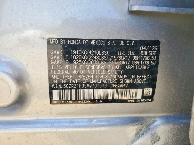 Aukcja sprzedaży 2027 Honda Hr-v, vin: 3CZRZ1H35VM701519, numer aukcji: 64749106