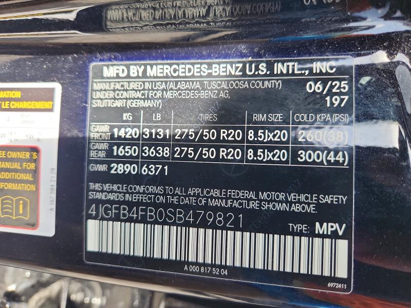 65660606 :رقم المزاد ، 4JGFB4FB0SB479821 vin ، 2025 Mercedes-benz Gle مزاد بيع