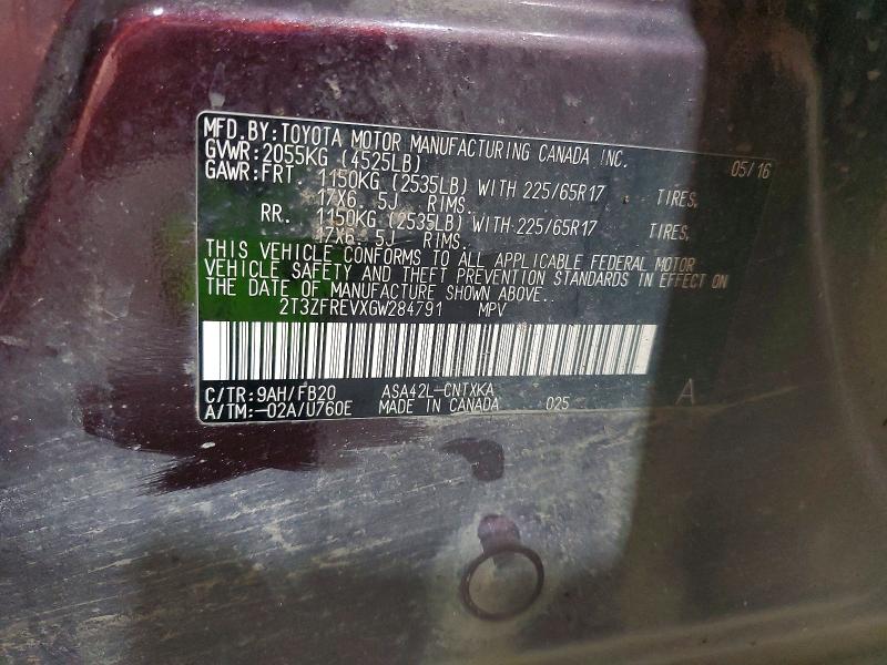 Aukcja sprzedaży 2016 Toyota Rav4, vin: 2T3ZFREVXGW284791, numer aukcji: 61647996