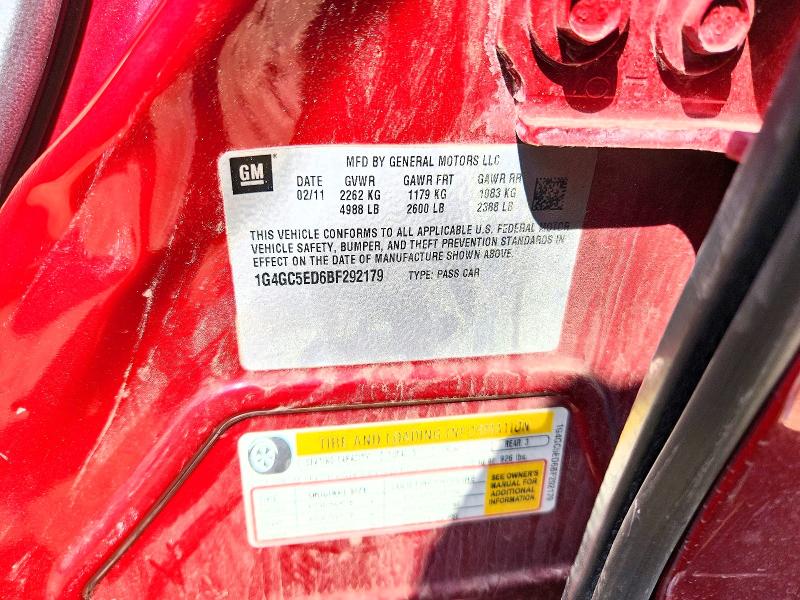 67078226 :رقم المزاد ، 1G4GC5ED6BF292179 vin ، 2011 Buick Lacrosse مزاد بيع
