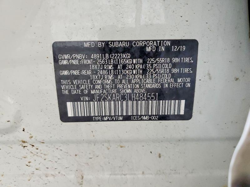 Aukcja sprzedaży 2020 Subaru Forester, vin: JF2SKARC3LH484551, numer aukcji: 65323506