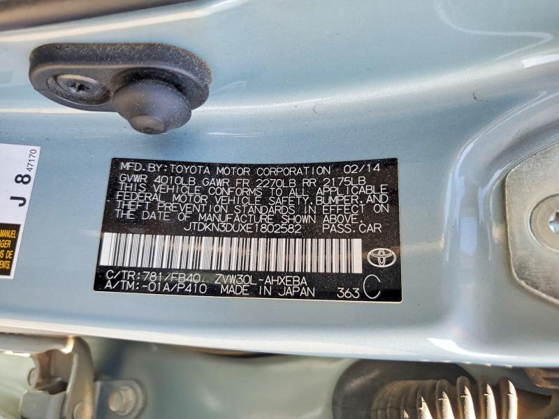 65757536 :رقم المزاد ، JTDKN3DUXE1802582 vin ، 2014 Toyota Prius مزاد بيع