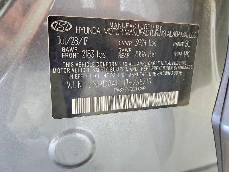 2018 Hyundai Elantra მანქანა იყიდება აუქციონზე, vin: 5NPD84LF1JH255715, აუქციონის ნომერი: 65562056