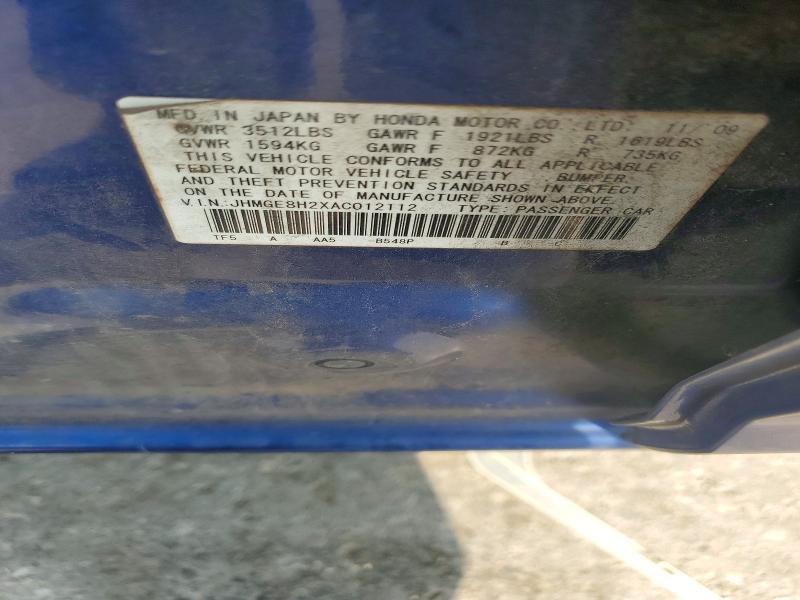 Aukcja sprzedaży 2010 Honda Fit, vin: JHMGE8H2XAC012112, numer aukcji: 62468526