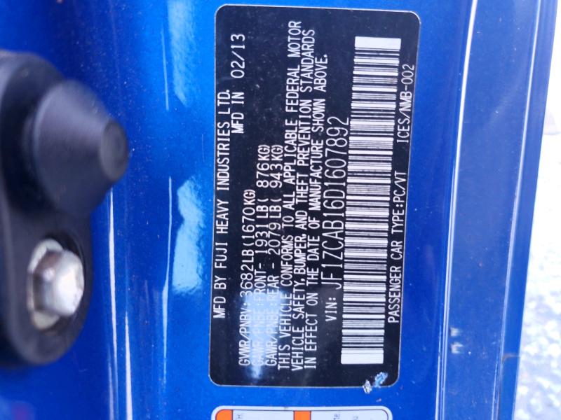 Aukcja sprzedaży 2013 Subaru Brz, vin: JF1ZCAB16D1607892, numer aukcji: 65437946