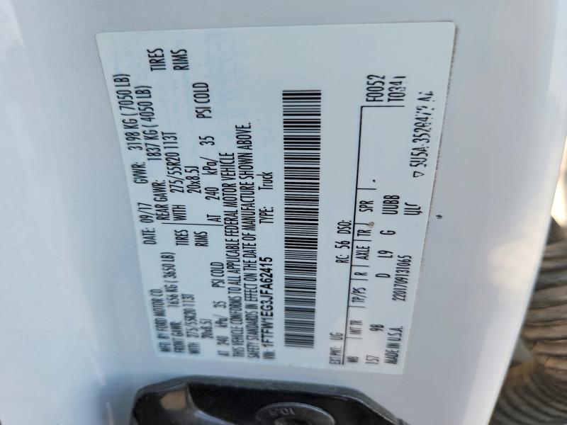 63884136 :رقم المزاد ، 1FTFW1EG3JFA62415 vin ، 2018 Ford F150 مزاد بيع
