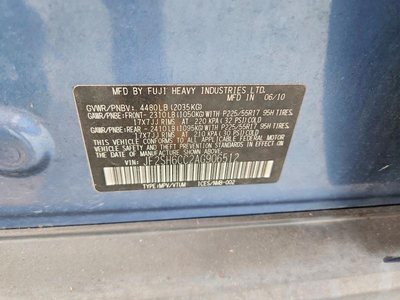 Продаж на аукціоні авто 2010 Subaru Forester, vin: JF2SH6CC2AG906512, номер лоту: 62696956