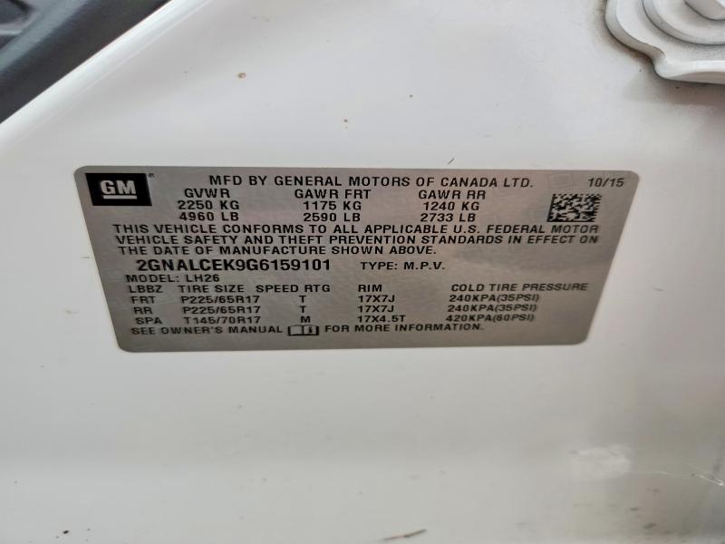 Aukcja sprzedaży 2016 Chevrolet Equinox, vin: 2GNALCEK9G6159101, numer aukcji: 63474246