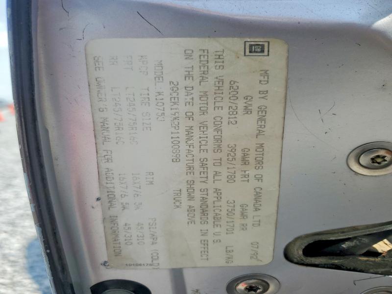 Aukcja sprzedaży 1993 Chevrolet Gmt-400, vin: 2GCEK19K2P1100898, numer aukcji: 64059566