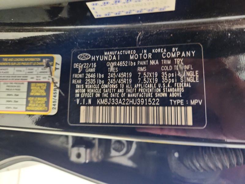 66744166 :رقم المزاد ، KM8J33A22HU391522 vin ، 2017 Hyundai Tucson مزاد بيع