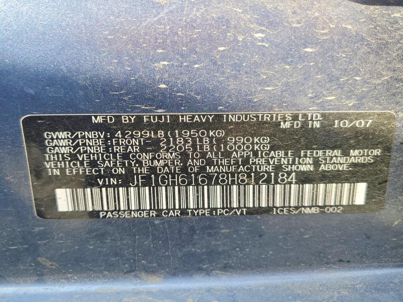 Продажа на аукционе авто 2008 Subaru Impreza, vin: JF1GH61678H812184, номер лота: 66777306