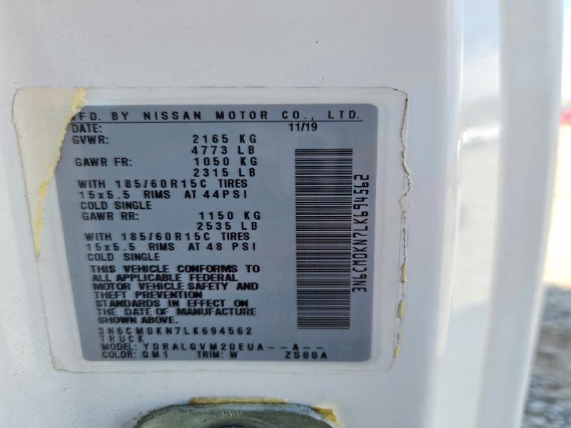 2020 Nissan Nv200 მანქანა იყიდება აუქციონზე, vin: 3N6CM0KN7LK694562, აუქციონის ნომერი: 65347506