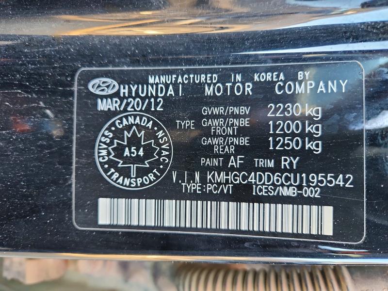 66462116 :رقم المزاد ، KMHGC4DD6CU195542 vin ، 2012 Hyundai Genesis مزاد بيع