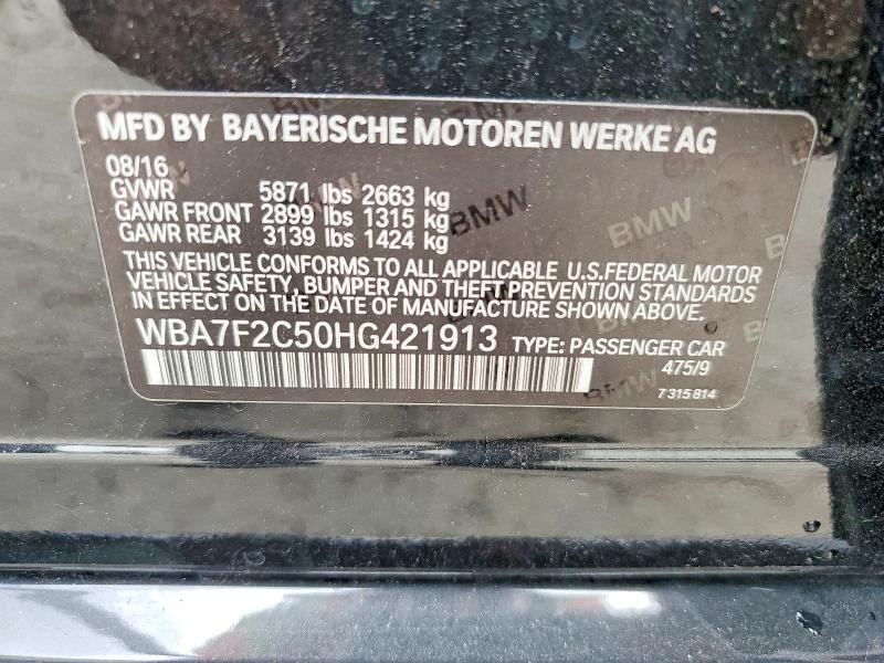 Aukcja sprzedaży 2017 Bmw 750, vin: WBA7F2C50HG421913, numer aukcji: 66929846
