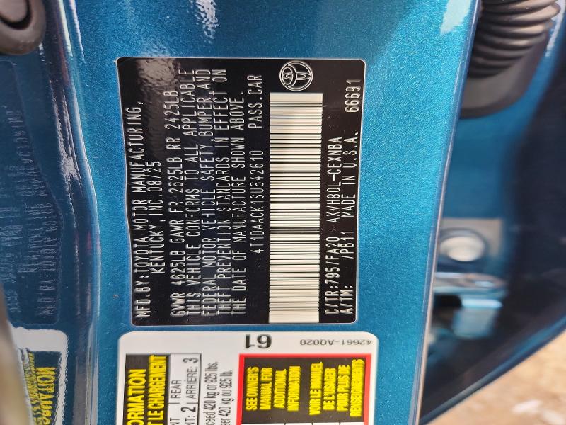 2025 Toyota Camry მანქანა იყიდება აუქციონზე, vin: 4T1DAACK1SU642610, აუქციონის ნომერი: 64900026