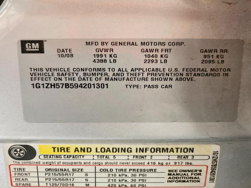 Продаж на аукціоні авто 2009 Chevrolet Malibu, vin: 1G1ZH57B594201301, номер лоту: 65724876