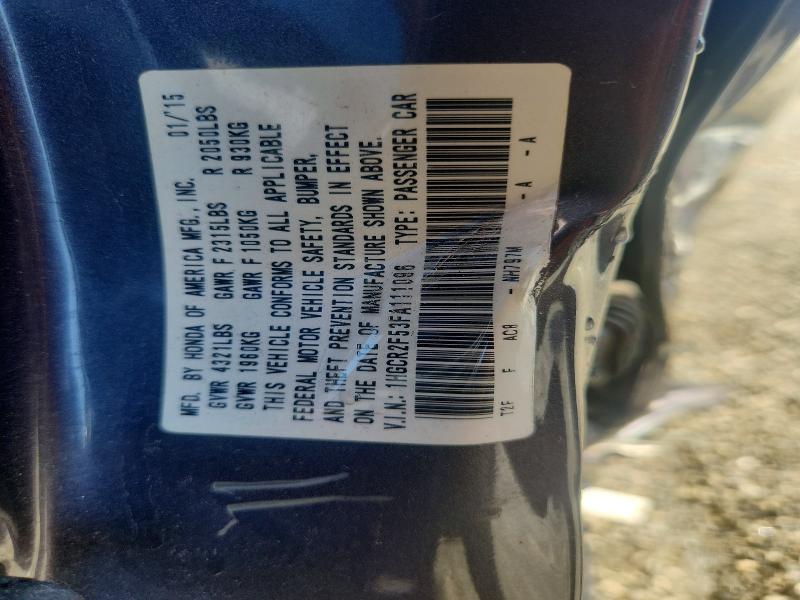 2015 Honda Accord მანქანა იყიდება აუქციონზე, vin: 1HGCR2F53FA111096, აუქციონის ნომერი: 64928486