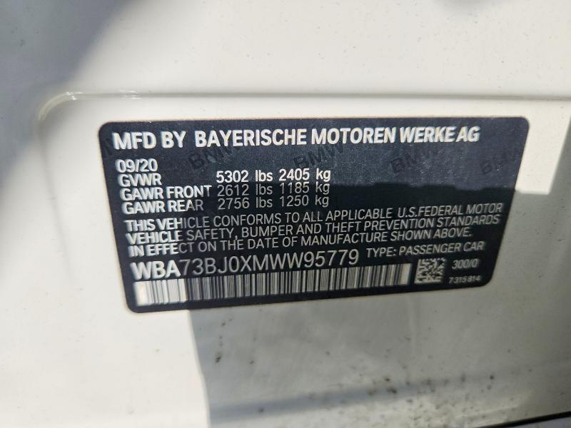 Aukcja sprzedaży 2021 Bmw 540, vin: WBA73BJ0XMWW95779, numer aukcji: 66557796