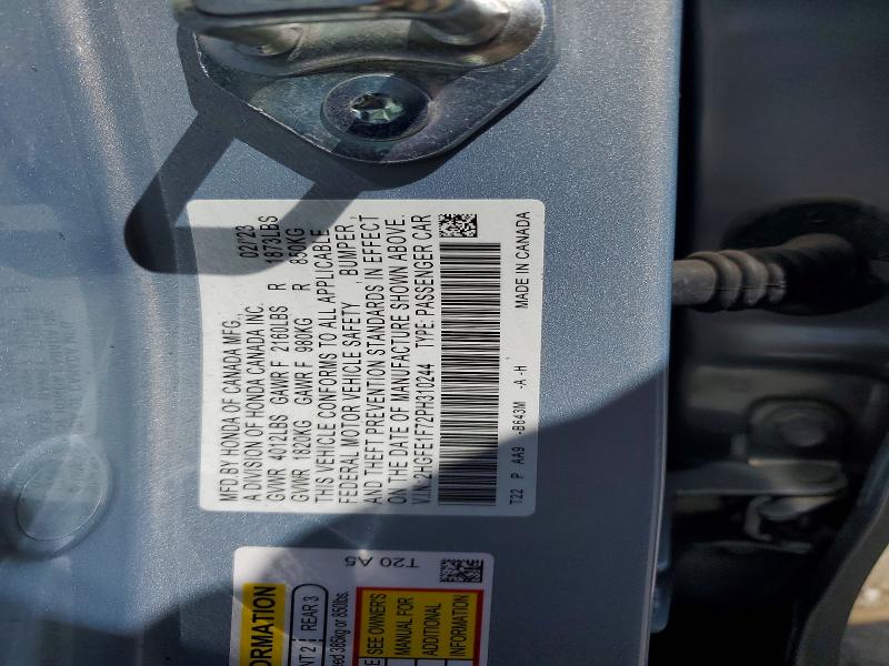 64693736 :رقم المزاد ، 2HGFE1F72PH310244 vin ، 2023 Honda Civic مزاد بيع