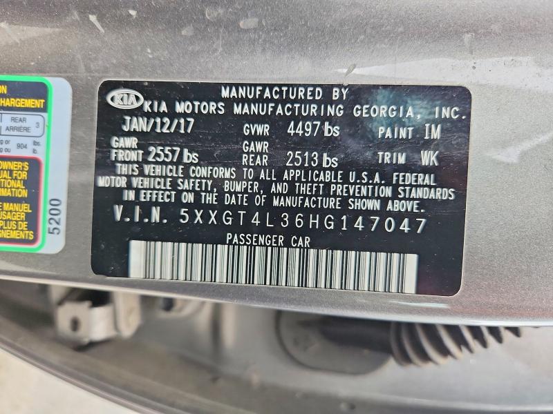 Продаж на аукціоні авто 2017 Kia Optima, vin: 5XXGT4L36HG147047, номер лоту: 64738966