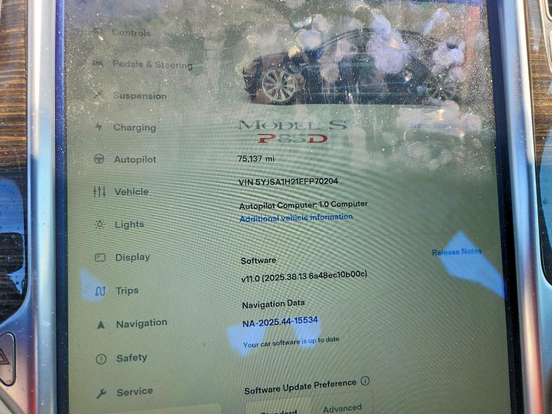 Aukcja sprzedaży 2015 Tesla Model S, vin: 5YJSA1H21FFP70204, numer aukcji: 63736286
