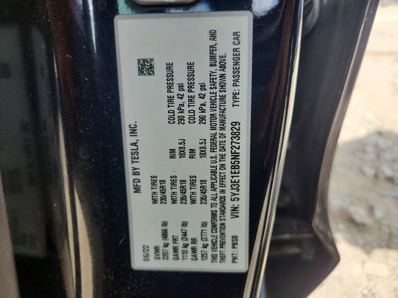 Aukcja sprzedaży 2022 Tesla Model 3, vin: 5YJ3E1EB5NF273829, numer aukcji: 65415196