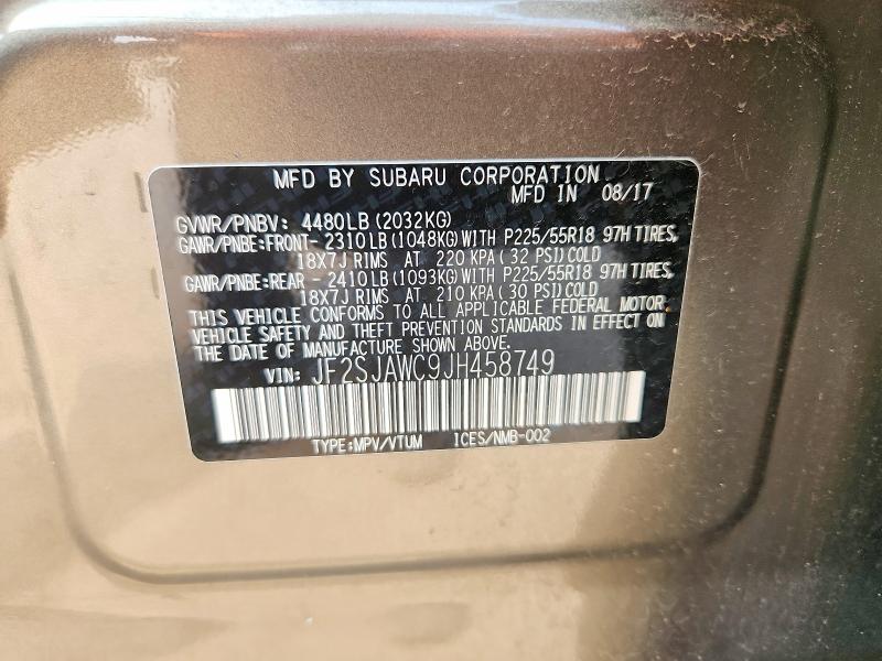 Продажа на аукционе авто 2018 Subaru Forester, vin: JF2SJAWC9JH458749, номер лота: 63676616