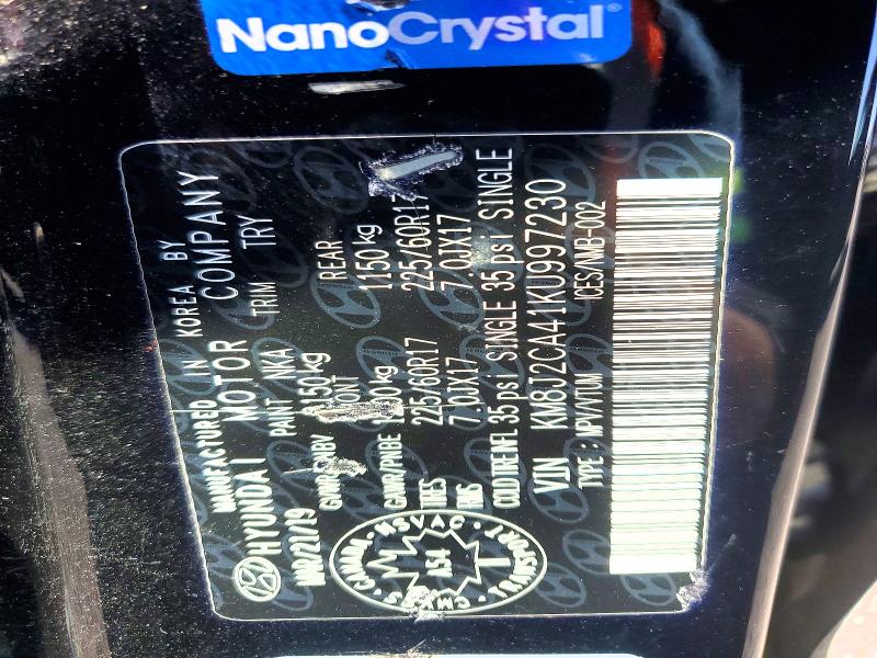 65474386 :رقم المزاد ، KM8J2CA41KU997230 vin ، 2019 Hyundai Tucson مزاد بيع