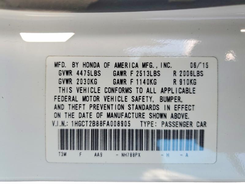 63656436 :رقم المزاد ، 1HGCT2B88FA008905 vin ، 2015 Honda Accord مزاد بيع