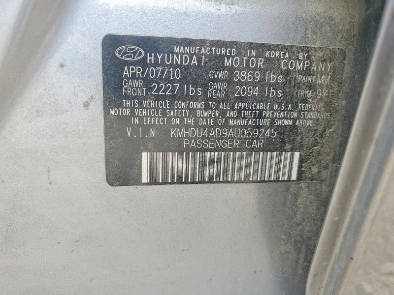 Продаж на аукціоні авто 2010 Hyundai Elantra, vin: KMHDU4AD9AU059245, номер лоту: 66045206