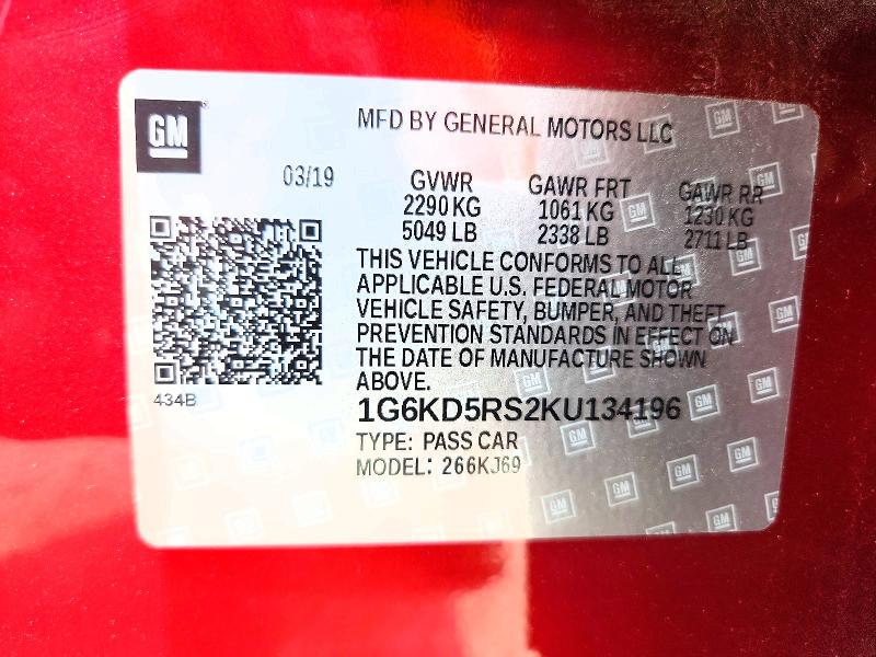 Продаж на аукціоні авто 2019 Cadillac Ct6, vin: 1G6KD5RS2KU134196, номер лоту: 63335356