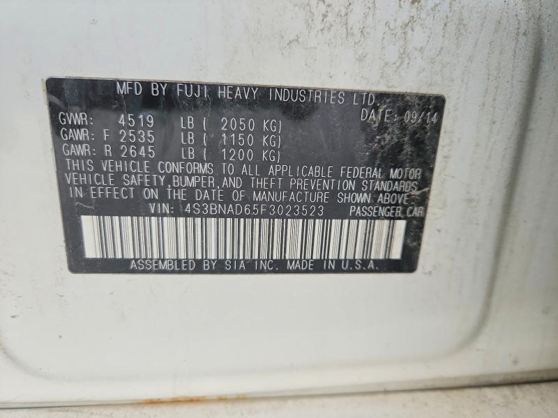 2015 Subaru Legacy მანქანა იყიდება აუქციონზე, vin: 4S3BNAD65F3023523, აუქციონის ნომერი: 66533946