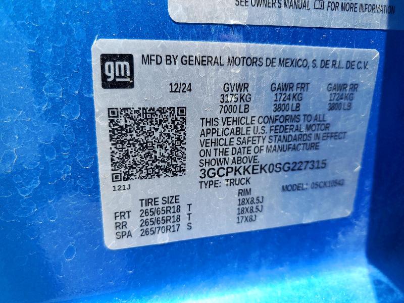 63716406 :رقم المزاد ، 3GCPKKEK0SG227315 vin ، 2025 Chevrolet Silverado مزاد بيع