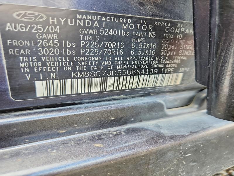Aukcja sprzedaży 2005 Hyundai Santa Fe, vin: KM8SC73D55U864139, numer aukcji: 64416226