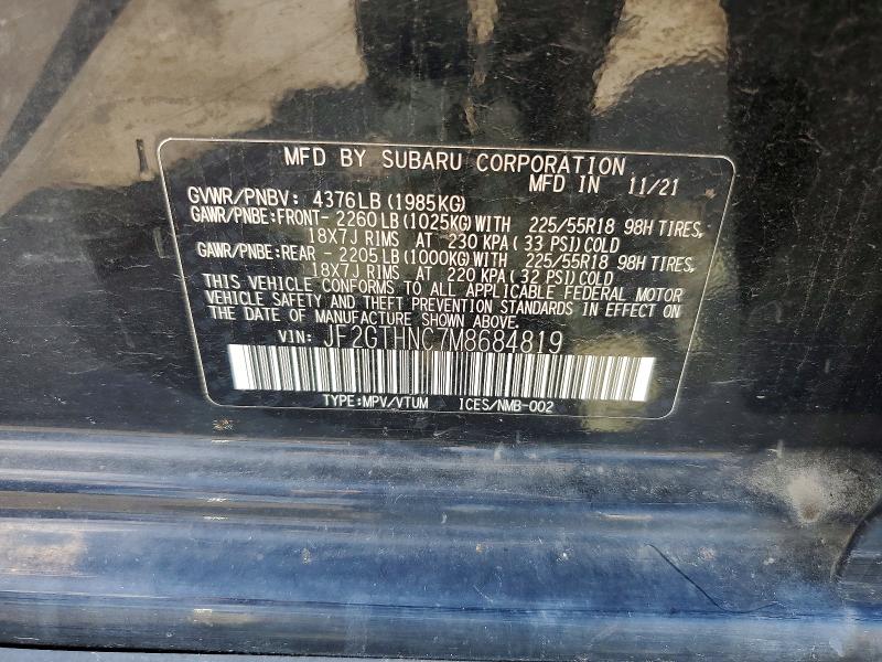 Aukcja sprzedaży 2021 Subaru Crosstrek, vin: JF2GTHNC7M8684819, numer aukcji: 66969746